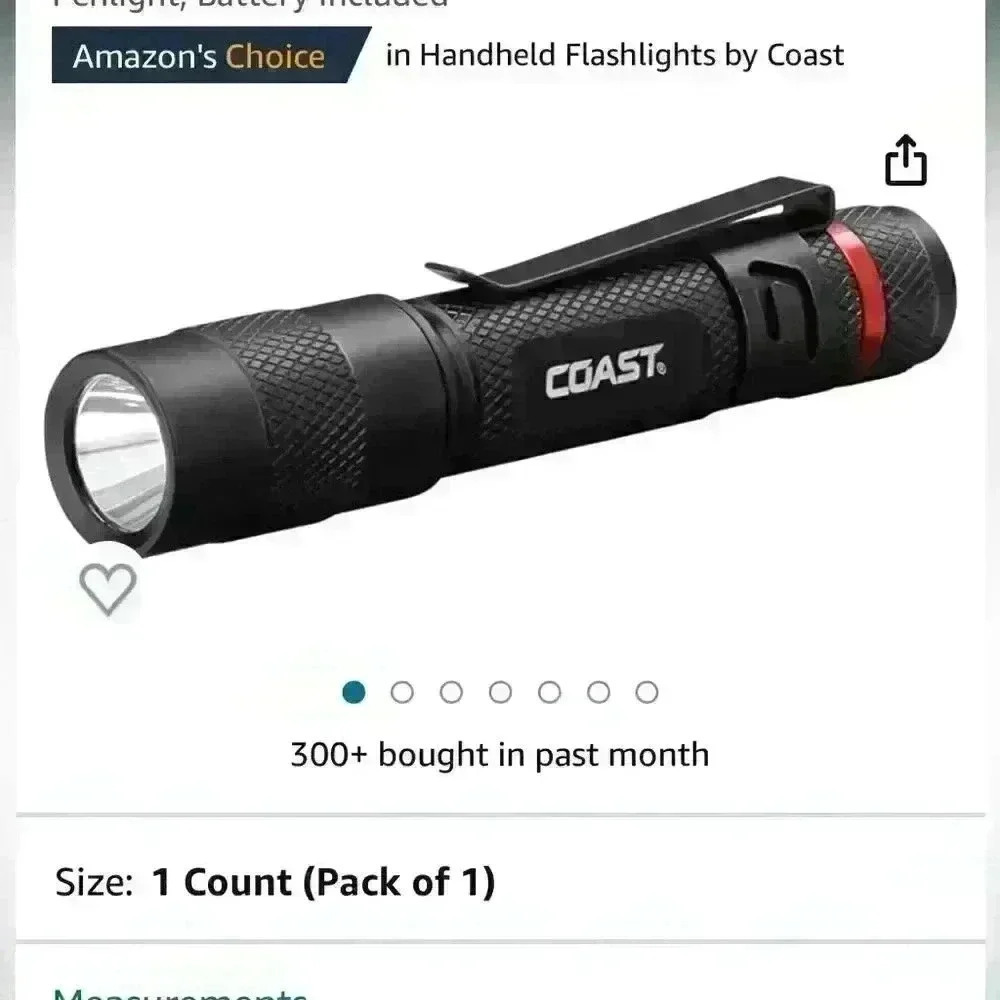 NWT Coast® G22 100 Lumen Bulls-Eye™ Spot Beam LED
Penlight, Battery Included